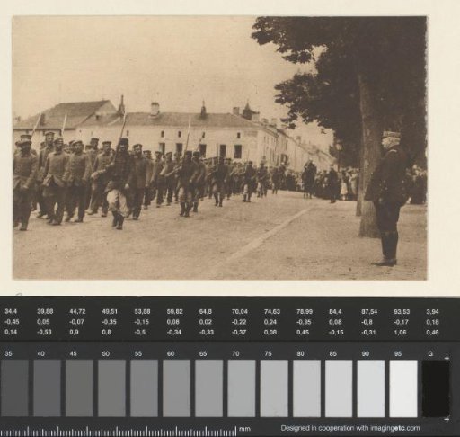 Parade of prisoners of war escorted by territorial troops for General Joffre