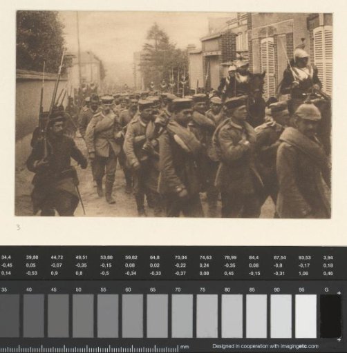 How the Germans made their entry into Paris, escorted by French cuirassiers and infantry, after the French victory in Champagne (February-March 1915)