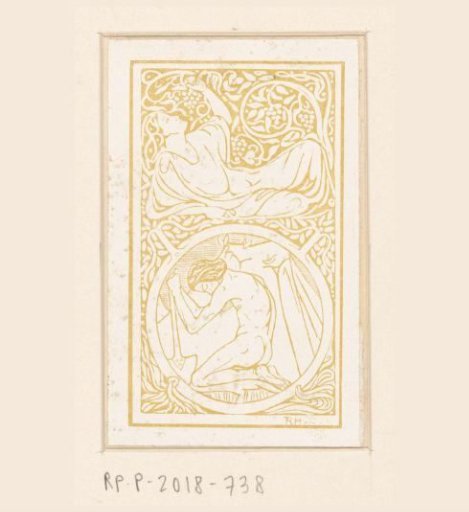 Reclining figure with grape clusters and kneeling figure with a spade