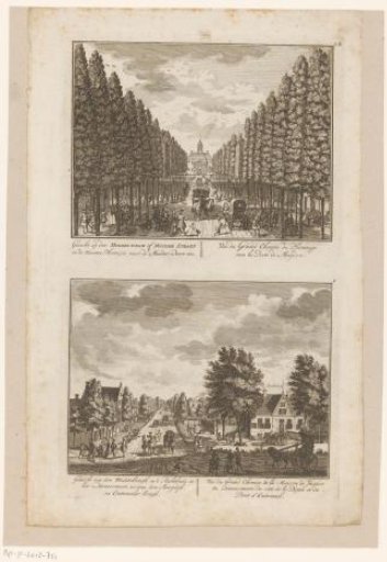 View of the Plantage Middenlaan towards the First Muiderpoort and view of the continuation of the Middenweg in Amsterdam
