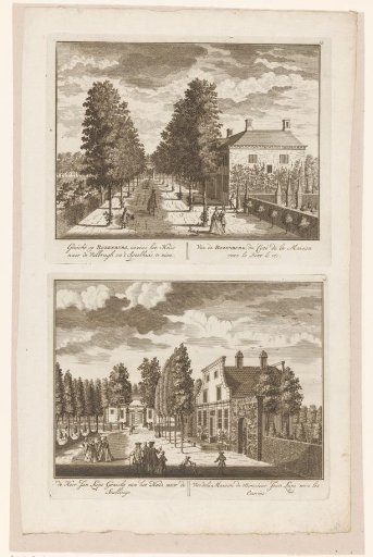 View of the estate Rozenburg and a view of the estate Mereveld on the stables
