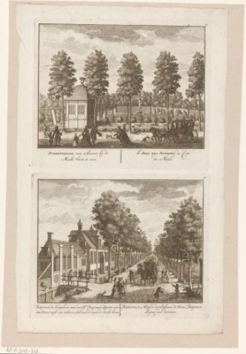 View of the country estate Sterrenbos from the Maliebaan and view of the country estate Buitenrust