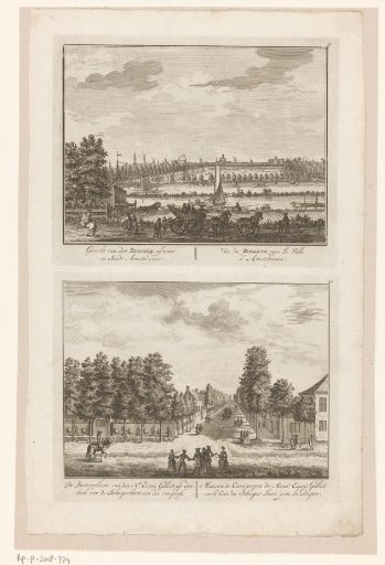 View of Amsterdam from the Ringdijk and a view of the country estate De Vergulde Eenhoorn