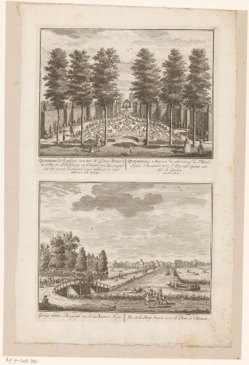 View of the gardens of the country estate Quoerendo and view of the Ringdijk on the Diemerbrug