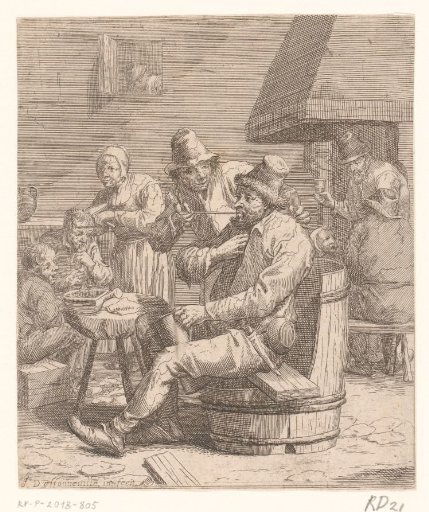 Man smoking a pipe in an inn