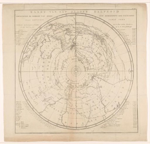 Map of the southern hemisphere with the voyages of several explorers