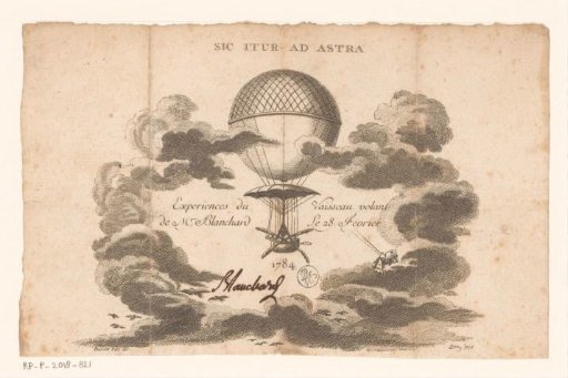 Admission ticket to Mr. Blanchard's "Expériences du Vaisseau volant" on February 28, 1784