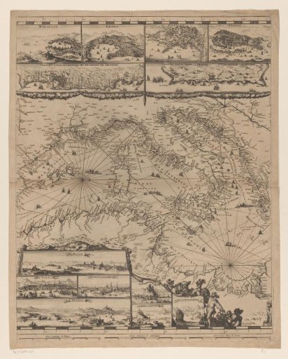 Middle part of a three-part sea chart of the Mediterranean Sea