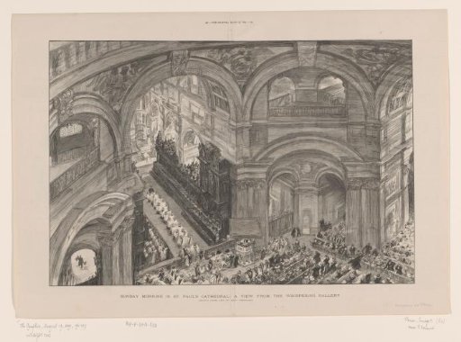View of Sunday mass in St Paul's Cathedral from the whispering gallery