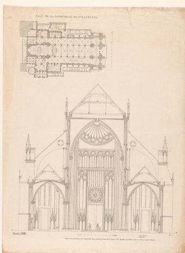 Plan and Section of the Cathedral of Strasbourg