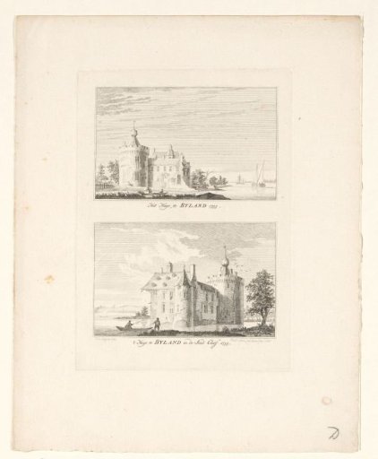 Two views of the ruins of Castle Byland, 1735
