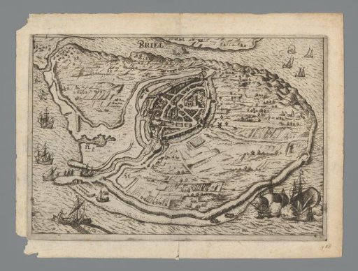 Map of the island of Voorne and plan of Brielle, 1572
