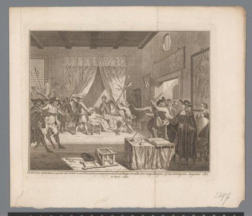 The De Witt brothers attacked in their room above the Gevangenpoort, 1672