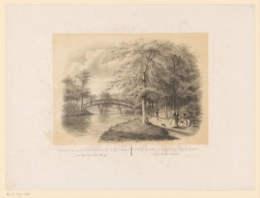 View of the large ponds and the Swiss Bridge
