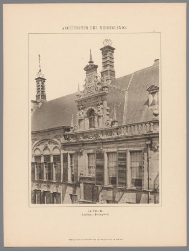 View of a side facade of the Town Hall in Leiden