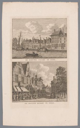 Two town views of Goes with the Nieuwe Poort and the Grote Markt