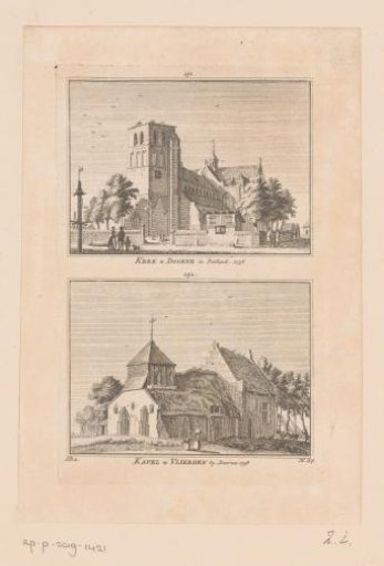 Views of the church of Deurne and the chapel of Vlierden
