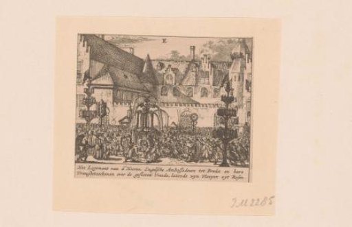 Wine flows from the fountain in front of Huis Ocrum in Breda to celebrate peace between the Netherlands and England