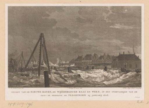 Flooding at the Nieuwe Haven, Wijnbergse Kaai, and Shipyard in Flushing, 1808