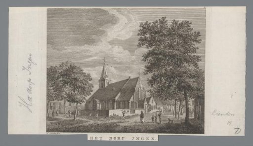 View of a church in the village of Ingen in Gelderland