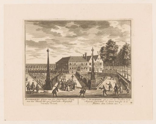 View of the garden and house Ouderhoek during the visit of Tsar Peter the Great in 1717