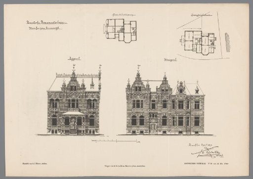 Reproduction of designs of houses in Zwolle by architect S.J.H. Trooster