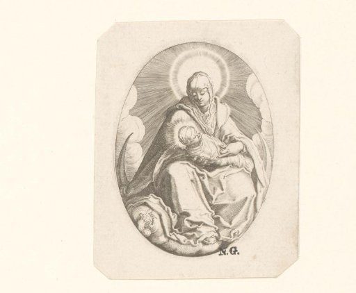 Mary with the Christ Child Sitting on a Crescent Moon