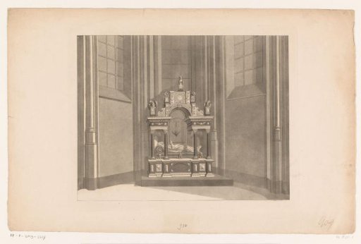 Church interior with recumbent effigy