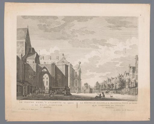 View of the Nieuwezijds Voorburgwal with the rear of the New Church and the Town Hall on the Dam