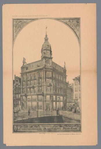 Facade of the building of the insurance company New York in Amsterdam