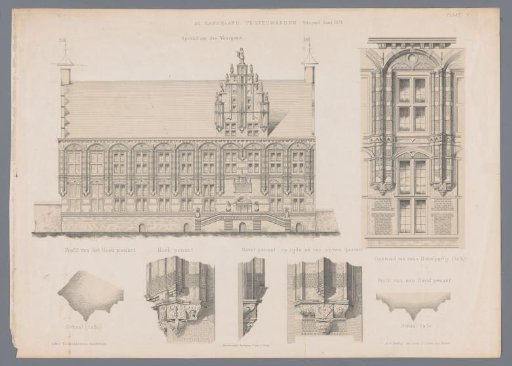 Facade of the Chancellery at Leeuwarden with Various Details of the Building