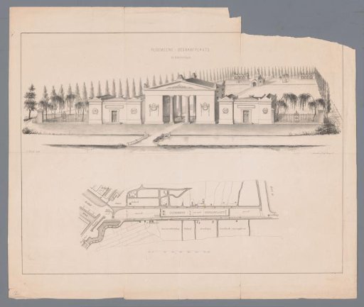 View and Map of the General Cemetery in Amsterdam