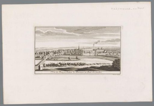 View of the castle of Marchienne-au-Pont and the village