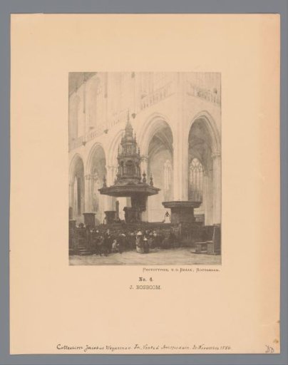Reproduction of a painting by Johannes Bosboom of the interior of the New Church in Amsterdam