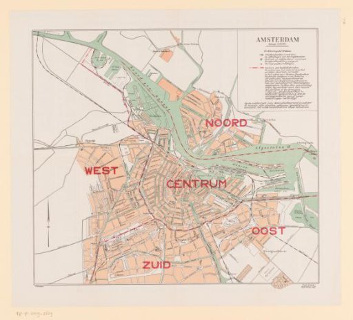 Reproduction of a Map of Amsterdam with the Post Offices and Post Districts
