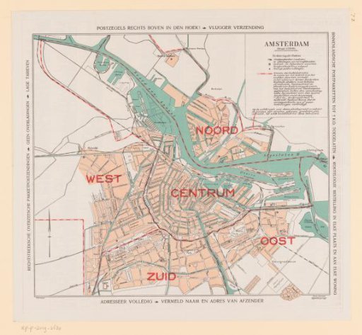 Reproduction of a Map of Amsterdam with the Post Offices and Post Districts