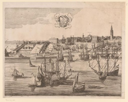 View of Amsterdam from the IJ towards the Montelbaanstoren and 's Lands Zeemagazijn