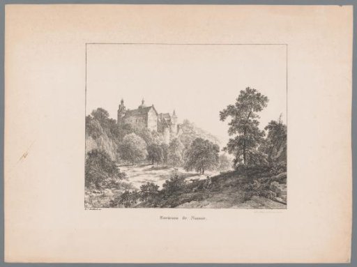 View of a castle in a wooded landscape near Namur