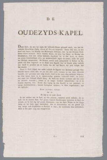 Description of the Saint-Olofs Chapel (Oudezijds Chapel) in Amsterdam