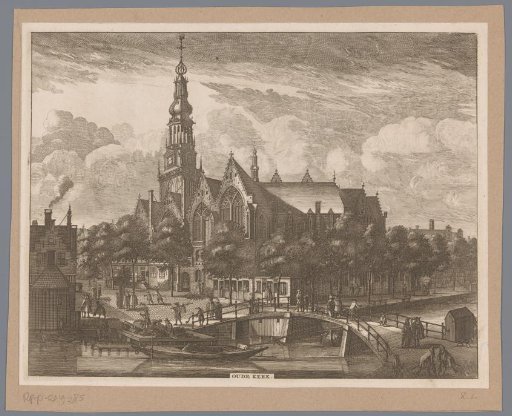 View of the Oude Kerk in Amsterdam from the Oudezijds Voorburgwal