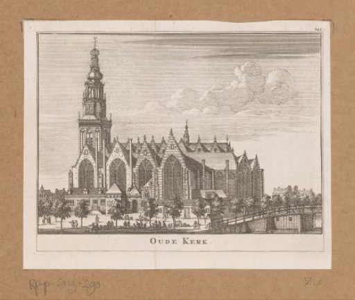 View of the Oude Kerk in Amsterdam from the Oudezijds Voorburgwal