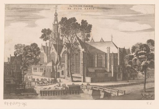 View of the Oude Kerk in Amsterdam from the Oudezijds Voorburgwal