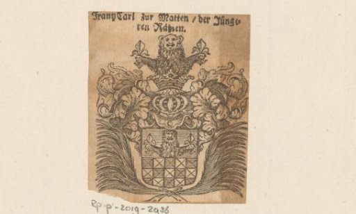 Ex libris of Franz Carl zur Matten der Jünge ten Ra[...]en