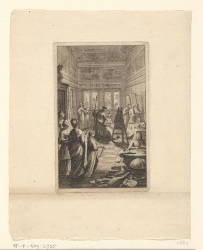 Allegorical figures with Minerva in a painter's studio