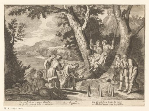 Figures swinging and bowling in a forest