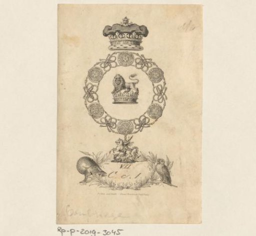 Ex libris of an unknown owner, possibly of the Duke of Sussex