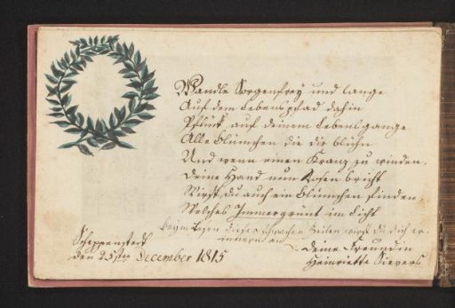 Text and laurel wreath