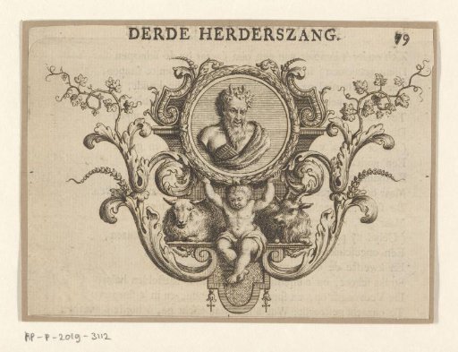 Vignette with a Medallion of Pan Held Up by a Putto