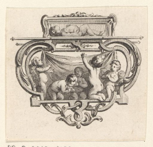 Vignette with Nine Putti in a Cartouche