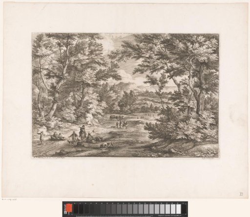 Landscape with a Man and Dog Drinking from a Pool